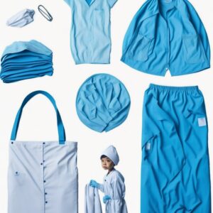disposable protective coverall – hazmat suit – blue piping