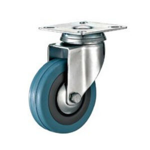 Castor Wheels – Blue Rubber- Top Swivel – Fixed Plate – 50mm – TOOC430