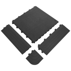 Rubber Tile Male Edging – Fatigue-Lock Interlocking Anti-Fatigue Mat – 50 x 15 x 2.4 cm – Black – FLE010002M