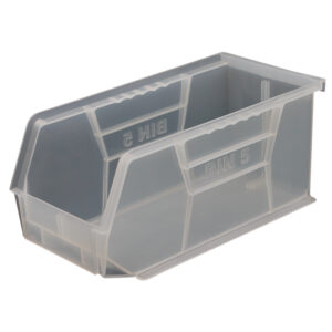 Stack & Hang Parts Storage Bin – Small Plastic Container – Size 5 – 28 x 14 x 13 cm – Clear – BIN-5-CLEAR