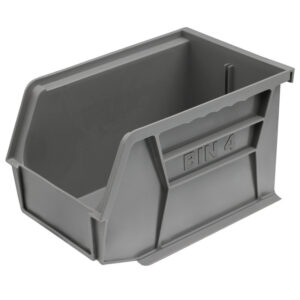 Stack & Hang Parts Storage Bin – Small Plastic Container – Size 4 – 21 x 14 x 13 cm – Grey – BIN-4-GREY