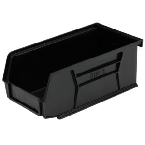 Stack & Hang Parts Storage Bin – Small Plastic Container – Size 3 – 19 x 10.5 x 7.5 cm – Black – BIN-3-BLACK