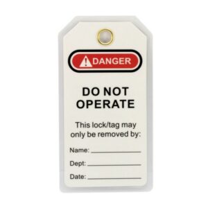 Lockout Tag – With Eyelid – 8 x 15 x 0.05 cm
