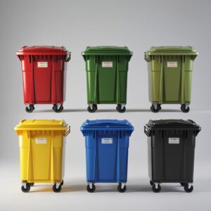 Grey 770 liter wheelie bin