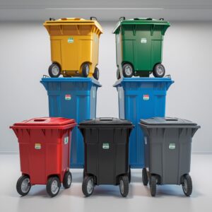 Blue 770 liter wheelie bin