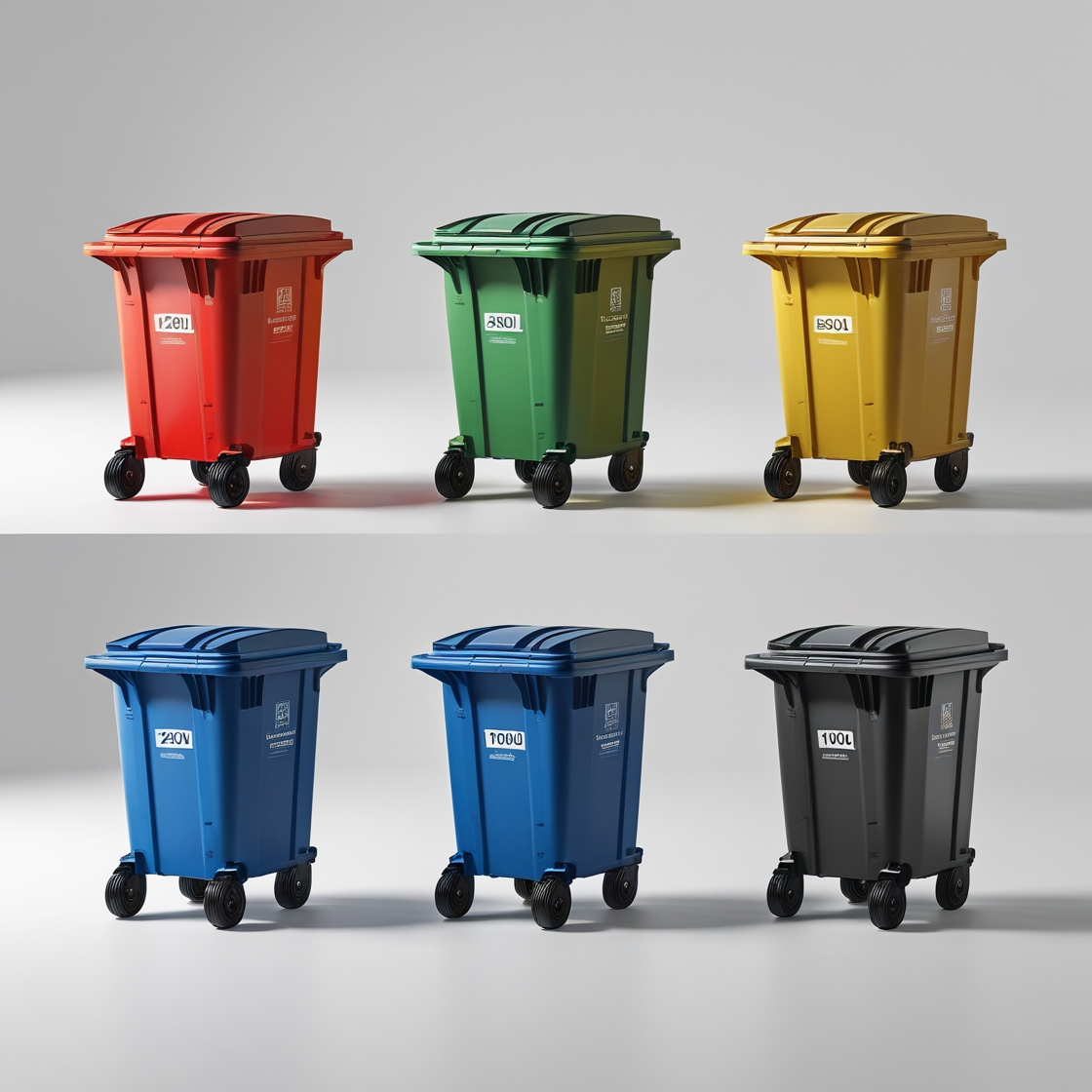 Green 660 liter wheelie bin