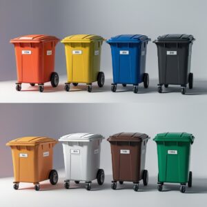 Brown 120 liter wheelie bin