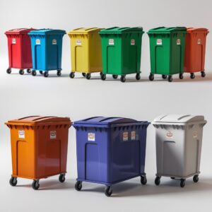 Red 120 liter wheelie bin