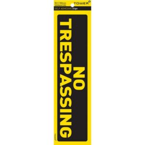 Warning Sign – No Trespassing – Yellow-Black – 185 x 50mm – SIGNANT(R)