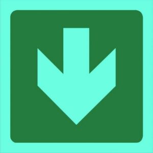 Photoluminescent Sign – Green Arrow Down – 190 x 190mm – SIGNPGA(D)190