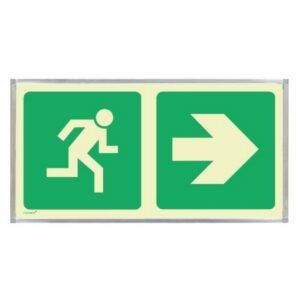 Photoluminescent Sign Frame – Man Running Green Arrow – 380 x 190mm – SIGNP2MA(2)
