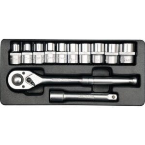 Socket Set – AS-Drive 6 Point – Chrome Vanadium – 1/2″ Connector – 12 Piece – YT-12621