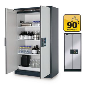 Fire Resistant Cabinet – Q-Line – Storage of Flammable Hazardous Materials – 119.3 x 61.5 x 195.3 cm – Silver – IASE30001049-1