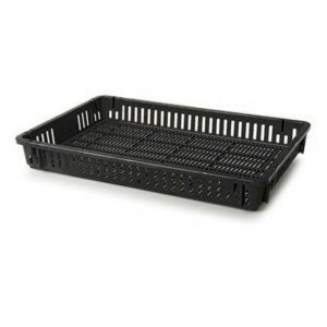 Vented Drying Crate – Plastic Box – Vented Sides and Base – 60 x 40 x 7.5 cm – Recycled Material – Black – PI-647-V-black