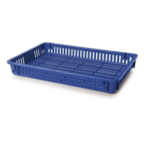 Vented Fruit Drying Crate – Plastic Box – Vented Base and Vented Sides – 60 x 40 x 7.5 cm – Virgin Material – HACCP – PI-647-V-virgin