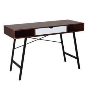 Office Desk – One Drawer – Kansas – 76 x 48 x 120 cm – Dark Brown and White – CD-17120