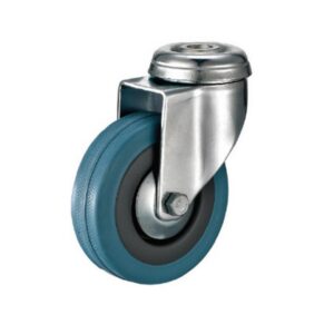 Castor Wheels – Blue Rubber – Bolt Hole – Swivel – 65mm – TOOC434