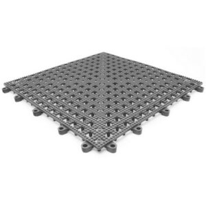 Floor Tile – Flexi-Deck Interlinking Anti-Slip Drainage PVC Mat – 30 x 30 x 1.3 cm – Grey – Pack of 9 – FD060001