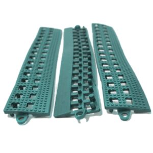 Floor Tile Male Edge – Flexi-Deck Interlinking Anti-Slip Drainage PVC Mat – 30 x 5 x 1.3 cm – Green – Pack of 3 – FD040002M3