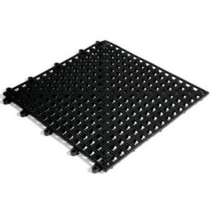 Floor Tile – Flexi-Deck Interlinking Anti-Slip Drainage PVC Mat – 30 x 30 x 1.3 cm – Black – Pack of 9 – FD010001