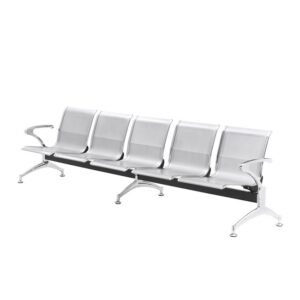 Airport Bench – Indoor Waiting Room Seat – Chrome – Five Seater – Flat Pack – 302 x 67 x 82 cm – PC05
