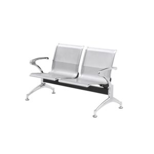 Airport Bench – Indoor Waiting Room Seat – Chrome – Two Seater – Flat Pack – 127 x 67 x 82 cm – PC02