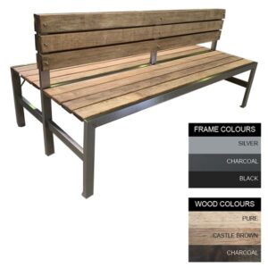 Slimline Bench – Steel and Wood – Bolt Down – 45x180x98cm – Colour Options – SLBD4642PC
