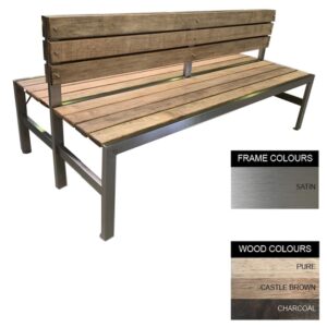Slimline Bench – Stainless Steel 304 and Wood – Adj. Feet – 45x180x98cm – Colour Options – SLBD4241S