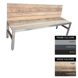 Slimline Bench – Steel and Wood – Bolt Down – 45x180x49cm – Colour Options – SLB4642PC