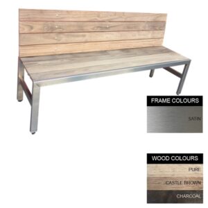 Slimline Bench – Stainless Steel 304 and Wood – Bolt Down – 45x180x49cm – Colour Options – SLB4242S