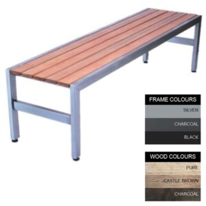 Slimline Bench – Steel and Wood – Adj. Feet – 45x180x45cm – Colour Options – SL4641PC