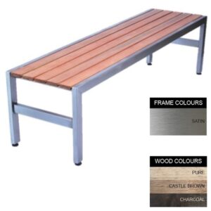 Slimline Bench – Stainless Steel 304 and Wood – Adj. Feet – 45x180x45cm – Colour Options – SL4241S