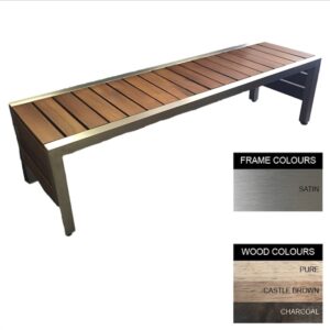 Mall Bench – Stainless Steel 304 and Wood – Bolt Down – 45x180x51cm – Colour Options – ML4242S