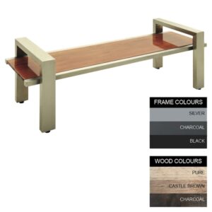 Modern Bench – Steel and Wood – Bolt Down – 45x240x49cm – Colour Options – MD4662PC