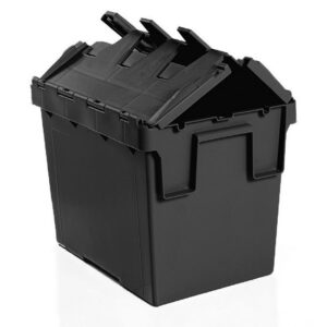 Plastic Crate – Hinged Lid – 26L – Recycled Plastic – Black – Pack of 180 – AT43315-black