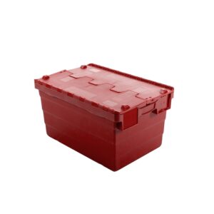 Crate – Security Container – Plastic ALC – Attached Hinged Lid – 68L – 60 x 40 x 36.5cm – Red – ALC-365-Red