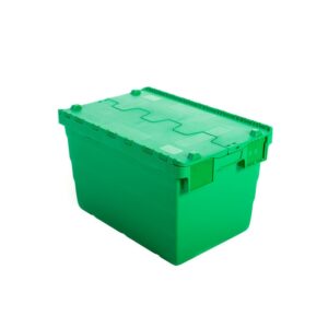 Crate – Security Container – Plastic ALC – Attached Hinged Lid – 68L – 60 x 40 x 36.5cm – Green – ALC-365-Green – MOQ 500
