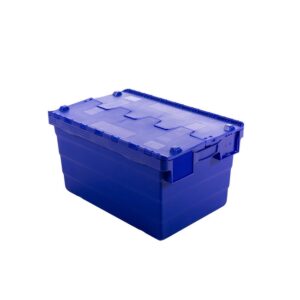 Crate – Security Container – Plastic ALC – Attached Hinged Lid – 52L – 60 x 40 x 32cm – Blue – ALC-320-Blue