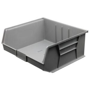 Stack & Hang Parts Storage Bin – Small Plastic Container – Size 8 – 37.5 x 42 x 18 cm – Grey – BIN-8-GREY