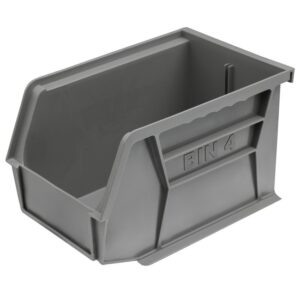 Stack & Hang Parts Storage Bin – Small Plastic Container – Size 4 – 21 x 14 x 13 cm – Grey – BIN-4-GREY
