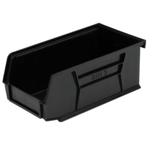 Stack & Hang Parts Storage Bin – Small Plastic Container – Size 3 – 19 x 10.5 x 7.5 cm – Black – BIN-3-BLACK