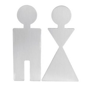 Bathroom Sign – Man and Women – Brushed Stainless Steel – 250 x 90 – 215