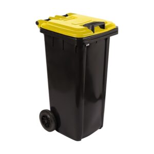 240L Recycling Wheelie Bin – Black with Coloured Lid – Pack of 5