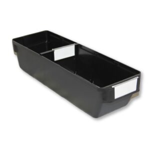 Shelf Bin – Loose Parts Warehouse Storage Container – Plastic – Bins, Dividers and Labels – Small – 400mm – Black – Pack of 40