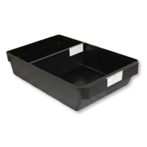 Shelf Bin – Loose Parts Warehouse Storage Container – Plastic – Bins, Dividers and Labels – Large – 400mm – Black – Pack of 20