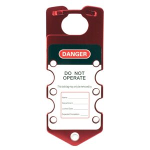 Lockout Hasp – Aluminium with Label – Holds 6 Locks – 19 x 7.7 x 1cm