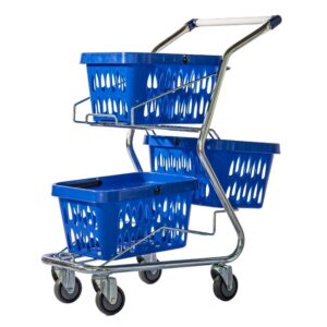Steel Shopping Basket Trolley – Holds Three Shopping Baskets – Excludes Baskets
