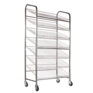 Wire Mesh Bread Trolley – Mobile – 7 Tier – Chromed – 193 x 110 x 58cm