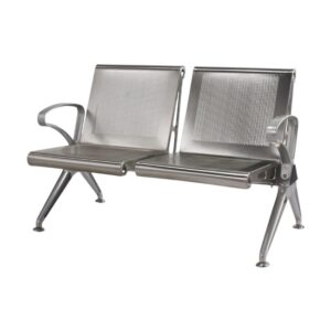 Airport Bench – Public Seating – Aluminium – Indoor and Outdoor Use – Flat Packed – Two Seater – 118 x 67 x 78 cm