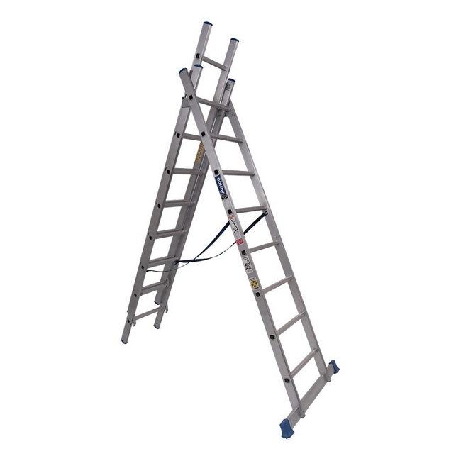 Aluminium Combination Ladder - Double Sided - Medium Duty 5-in-1 Ladder - 8 Rung - 5.2m